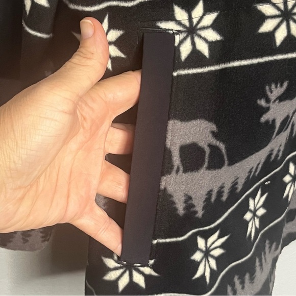 Duluth Trading Fleece 1/4 Snap Pullover Long Sleeve 2X Snow Moose Black Gray - Picture 4 of 9